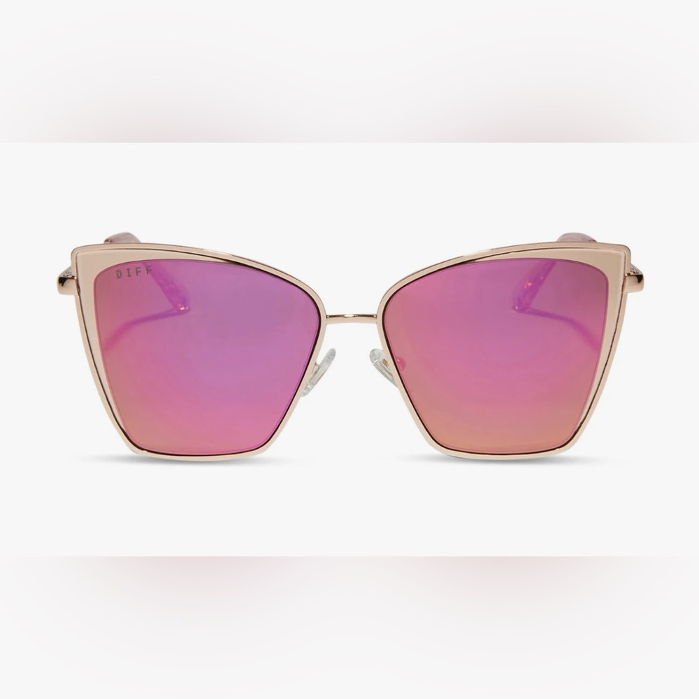 Diff Eyewear Becky Rose Gold Pink Mirror Sunglasses
